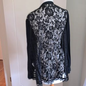 Gorgeous black cardigan with lace on the back look